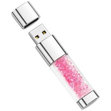 USB Flash Drive 32GB, BorlterClamp Cute Pink Crystal Thumb Drive Novelty Pen ... picture