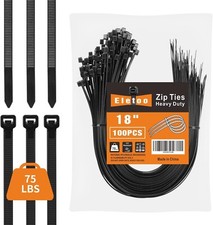 100PCS 18 inch Black Zip Ties Heavy Duty 75LBS Tensile Strength UV Resistant picture