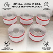 5 Pcs Flexible Cord Cover Floor Cable Management Self Adhesive Wire Hider PVC Ca picture