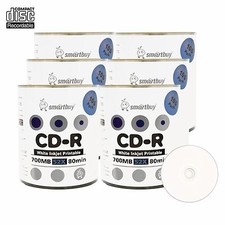 600 Pack Smartbuy 52X CD-R CDR 700MB White Inkjet Printable Music Record Disc picture