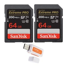 SanDisk 64GB Extreme Pro 170 MBs UHS-I SDXC Memory Card 2 Pack Bundle picture