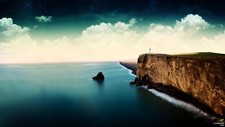 Landscape  art sea lighthouse cliff coast horizon sky Custom Gaming Mat Desk picture