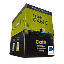 TRUE CABLE Cat6 Riser (CMR), 1000Ft, Blue, 23AWG 4 Pair Solid Bare Copper, 550Mh picture