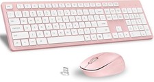 LeadsaiL Pink Wireless Keyboard & Mouse Combo, Full-Sized Ergonomic Design, 2.4G picture