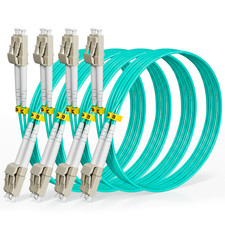 ALVIRON OM3 LC‑UPC to LC‑UPC Duplex Fiber Patch Cable – 3m – 4 Pack – Aqua–LSZH picture
