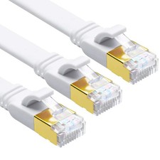 3 PCS 1.5Ft Flat CAT8 Ethernet Cable 40Gbps 2000MHz SFTP LAN Patch White picture