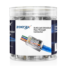 100-Pack RJ45 Cat6 Pass through Connector Shielded RJ45 Modular Plugs for Solid picture