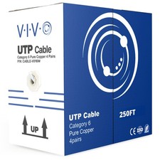 VIVO White 250ft Bulk Cat6 Copper Indoor LAN Ethernet Cable Wire UTP Pull Box picture