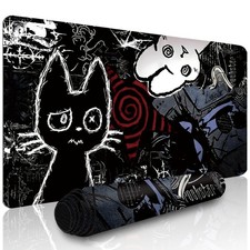 1pc Extended Gaming Mouse Pad and PC Desktop Keyboard Mat - Punk Anime Cat Des picture