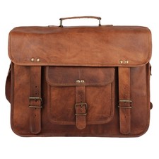 Large Vintage Brown Leather Laptop Messenger Bag for Men, Handmade Leather picture