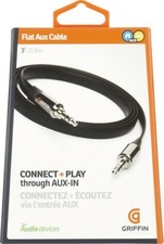 Griffin GC17103 Auxiliary 3.5mm to 3.5mm 3FT Black Audio Headphone Flat Cable picture