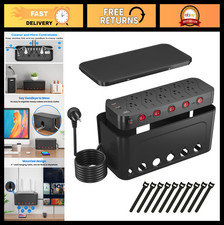 Power Strip & Cable Management Box - Large Organizer for Home/Office, Black picture