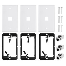 3 Pack Ethernet Wall Plate, 1 Port Cat 7 Ethernet Wall Outlet Jack RJ45 Coupler picture