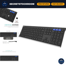 Universal Bluetooth Keyboard - Multi-Device Wireless, Full Size, Rechargeable fo picture