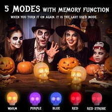 EverBrite 3-Pack Halloween Skull Light with Music, 5-Mode Skull Lamp picture