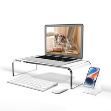 Premium Acrylic Monitor Stand Riser 16x8x4 Inch Clear Laptop Desk PC Printer picture