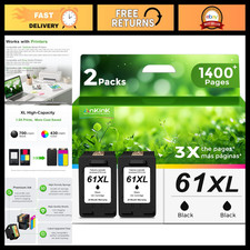 High-Capacity Black Ink Cartridge Replacement for HP 61 XL - 2 Pack, Compatible picture