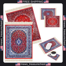 Bohemian Carpet Mouse Pad Set with Coasters, Oriental Floral Design, 4 Pieces picture