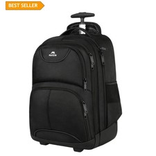 Elegant 45L Rolling Travel Backpack with Water-Resistant Design - Black picture