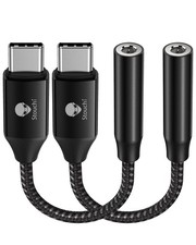 Stouchi USB C to 3.5mm Dongle Adapter, Type C Headphone Audio 0.38ft*2, Black  picture