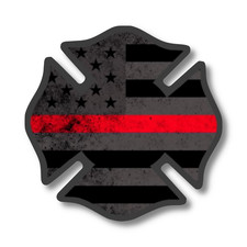 Thin Red Line Flag Sticker, Maltese Cross Decal for Laptops & Indoor Use 1.5