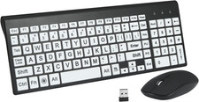 Large Print Wireless Keyboard and Mouse Set with Oversized Keys for Visually picture