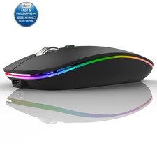 LED Wireless Mouse,G12 Slim Rechargeable Silent Mouse Matte Black | 2.4GHz Optic picture