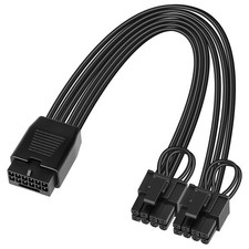 12VHPWR Conversion Cable 16 Pin 12+4 Female to Dual PCIe 8 6+2 Male 6.8in 17cm picture