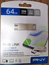 NEW PNY DUO LINK 64GB FLASH DRIVE USB-C USB-A 3.2 DUAL DRIVE 200MB/S  picture