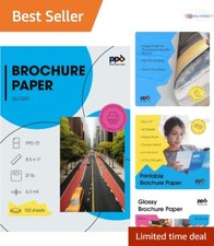 100 Sheets Glossy Brochure Paper 8.5x11 140gsm Double Sided Water-Resistant P... picture