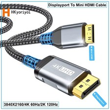 HKyoriyoi DisplayPort to Mini HDMI Cable 4K@60Hz 2K@120Hz Braided 1-3m picture