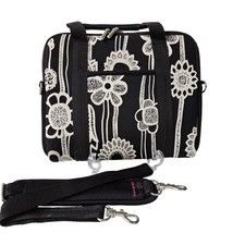Samsonite Laptop Messenger Bag Womens OS Black White Floral Padded Boho Print picture