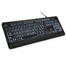 KOPJIPPOM Large Print Backlit Keyboard, USB Wired Computer Keyboard, Full Siz... picture