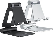 Nulaxy 2 Pack Aluminum Folding Phone Stand Desk Black Silver Adjustable Holder picture