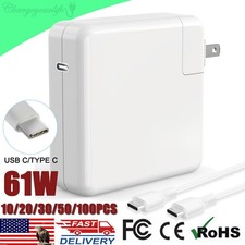 LOT 10/20/30/50/100X 61W USB C Type C Adapter Charger for MacBook Pro 13