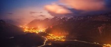 Landscape mountains city lights nature switzerland Custom Gaming Mat Desk picture