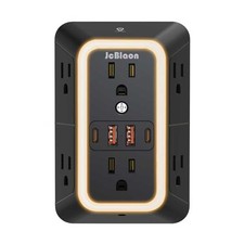 Wall Outlet Extender 6 AC 4 USB Ports Surge Protector Power Strip Night Light picture