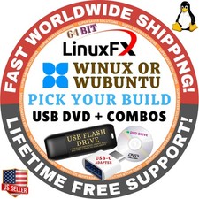 WINUX OPERATING SYSTEM LINUXFX WUBUNTU OS, USB/DVD, 64-BIT, MAC/PC | FAST SHIP picture
