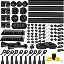 [313Pcs] Cable Management Kit, Reusable Computer Desk Cord Organizer, Black picture