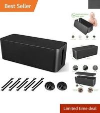 Elegant Black Cable Management Box - Large Cord Organizer for Home & Office picture