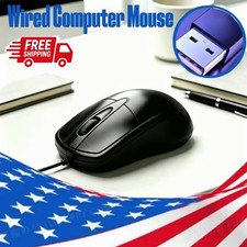 1 PCS Black Wired Mouse 3Button Corded USB Home Office Silent and Laptop PCs for picture