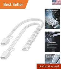 White 12V-2x6 Braided GPU Extension Cable with Combs for Stylish Builds picture
