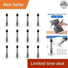 Disc Stylus Replacement Tips 12 Pcs 2mm Clear Rubber Core Capacitive Touch picture