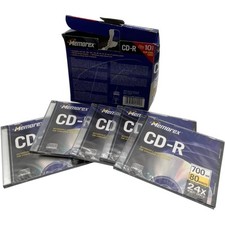 5 Disks Unopened New Memorex CD-R 700 MB 80 Minute 24x Multi Speed Partial Box picture