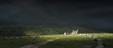 Landscape nature house art stones hills Custom Gaming Mat Desk picture