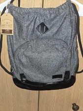 Gray Felt Laptop Backpack Drawstring Rucksack Travel Work School Bag NWT picture