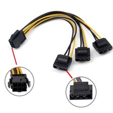PC PCIe 6pin Female to 3 Molex IDE 4pin Graphic Card Power Supply Splitter Cable picture