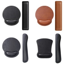 Faux Leather Mouse Pad & Keyboard Wrist Rest Set Ergonomic Non-Slip Support picture