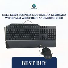 Dell KB522 Business Multimedia Keyboard with PALM WRIST REST and mouse Used picture
