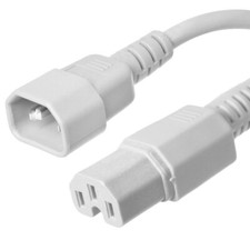15 PACK LOT 2ft IEC C14 - C15 White Power Cord 14AWG 15A/1875W 100-250V 0.6M picture